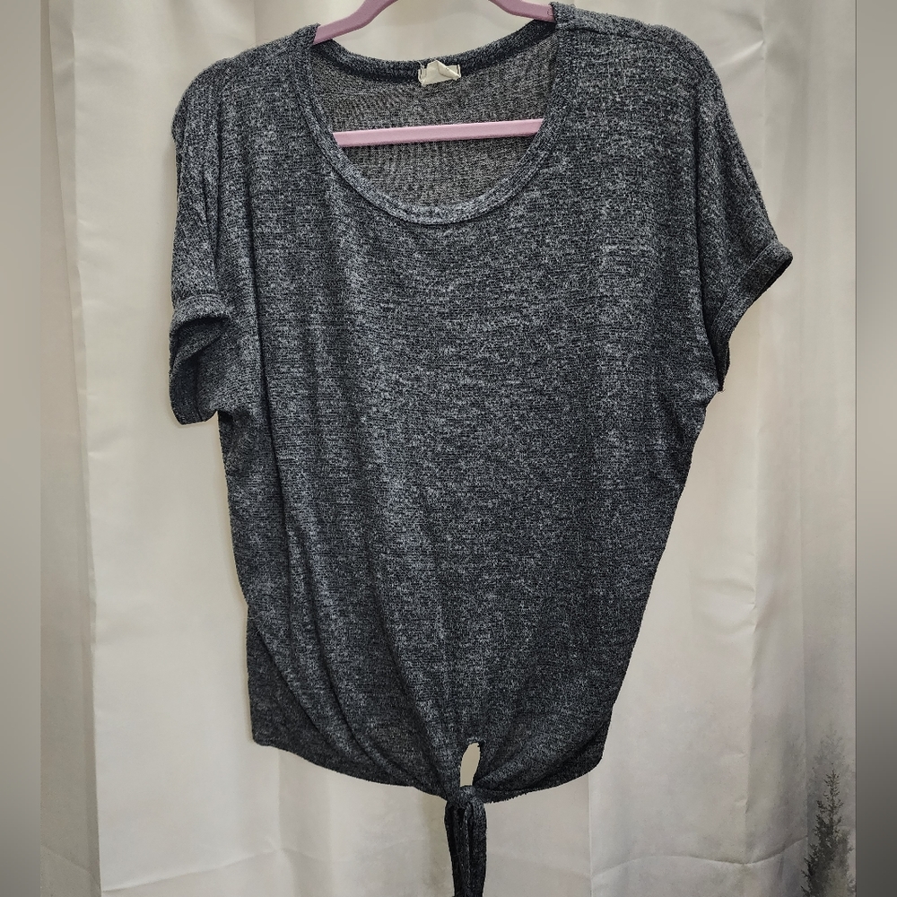 Soft Heathered Front Tie Top